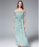 Floral-Print silk crinkle maxi dress